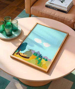 Serene landscape with melon and countryside view