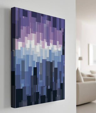 Abstrakter pixeliger Farbverlauf mit Blau- und Lilatönen