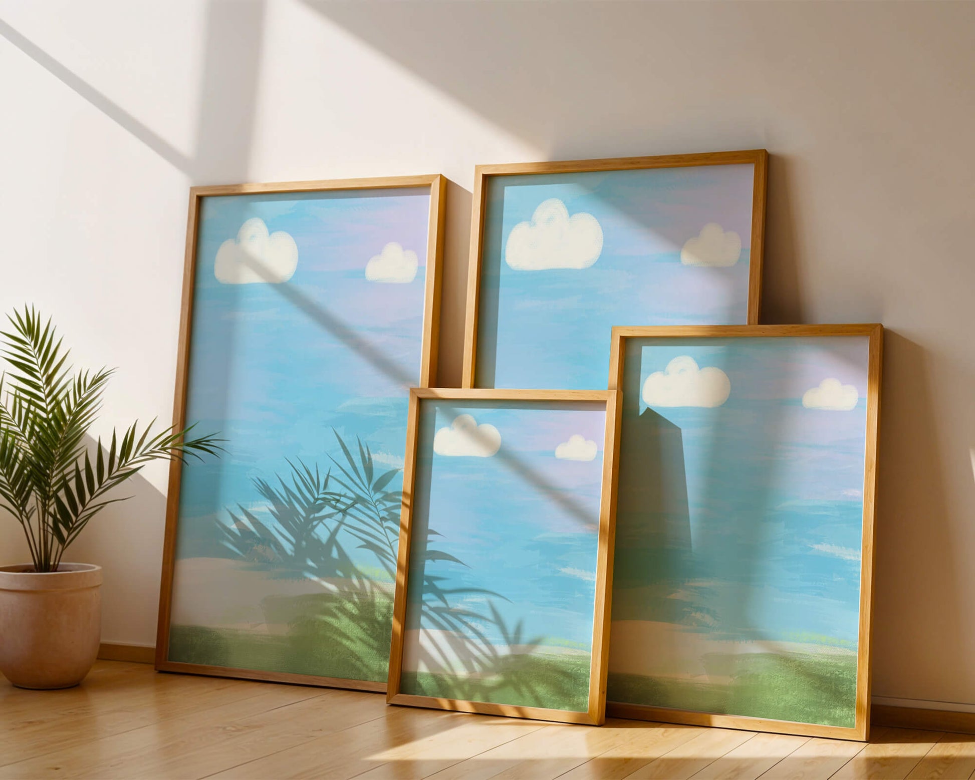 Blue Sky with Clouds and Green Field