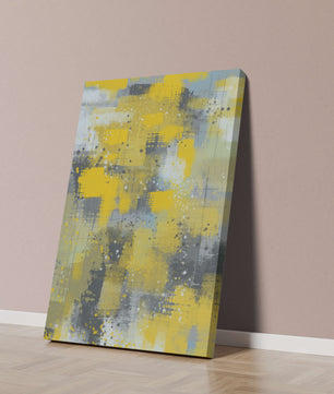 Abstract Yellow and Gray Geometric Art with Textured Patterns - Mi tienda