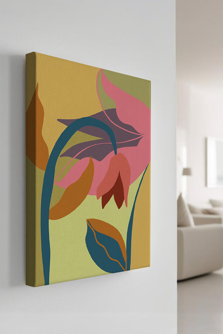 Abstract floral illustration with vibrant colors and organic shapes