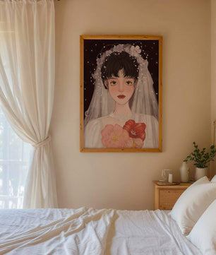 Elegant bridal portrait with floral crown and veil