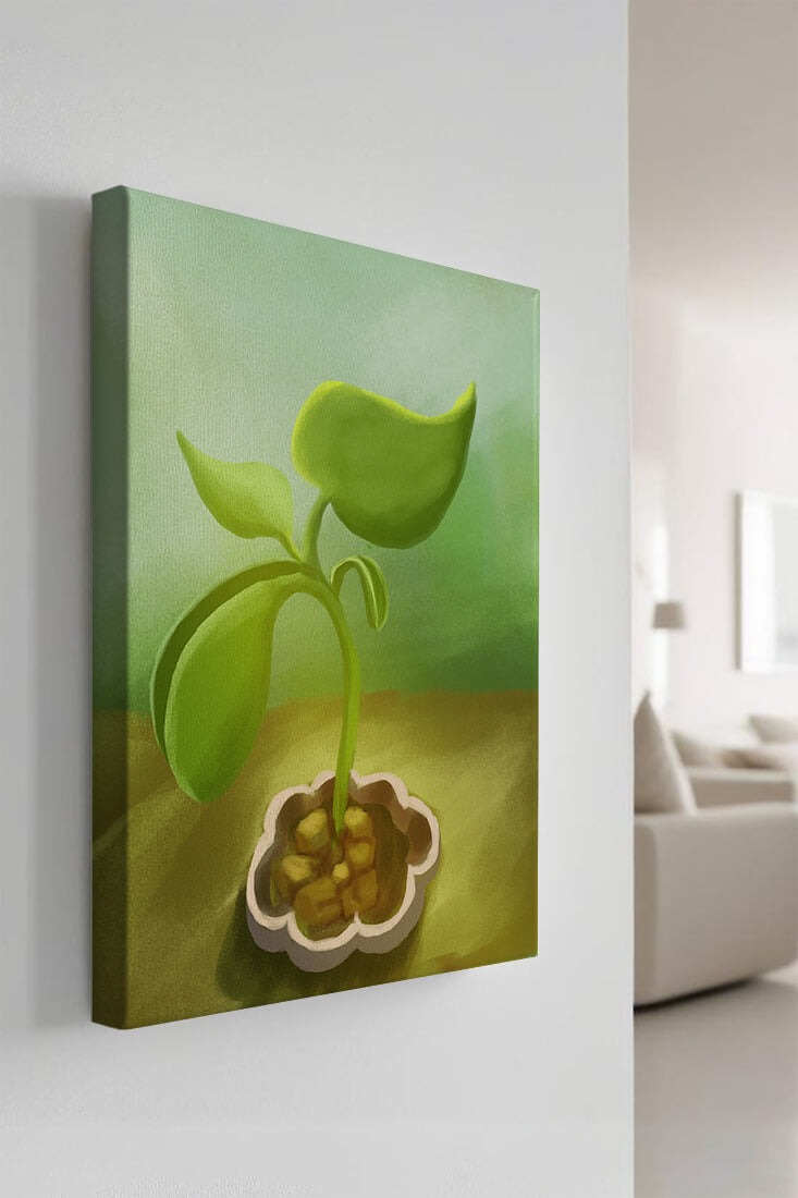 Young Green Plant Emerging from the Soil