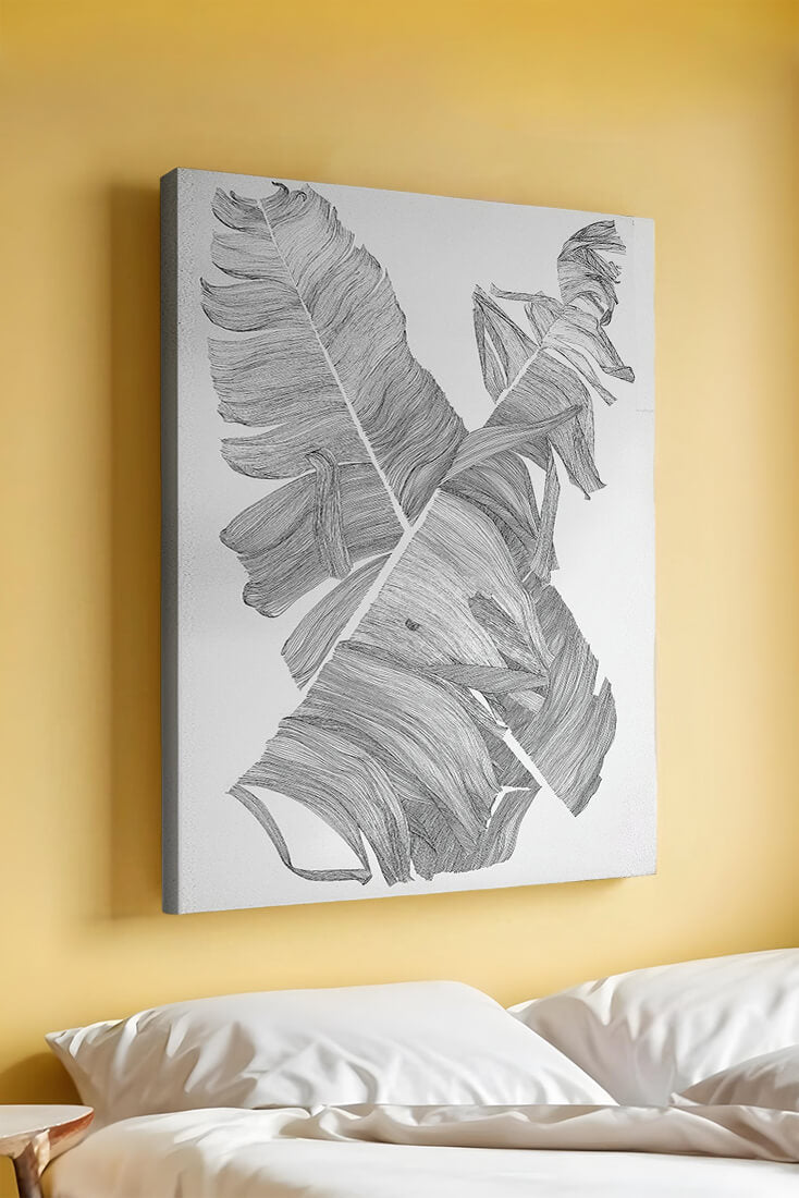 Monochrome Abstract Illustration of Overlapping Leaves