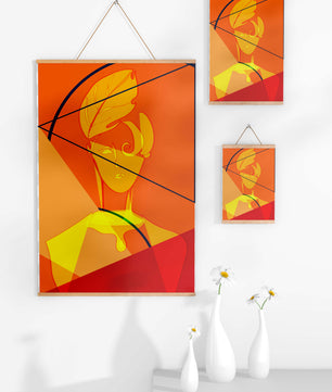 Abstract Portrait with Geometric Shapes and Bold Colors - Mi tienda
