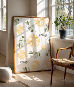 Motif avec des tranches d’orange et des feuilles vertes