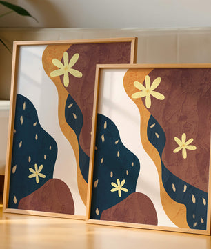 Abstract Floral Composition with Bold Colors and Textures