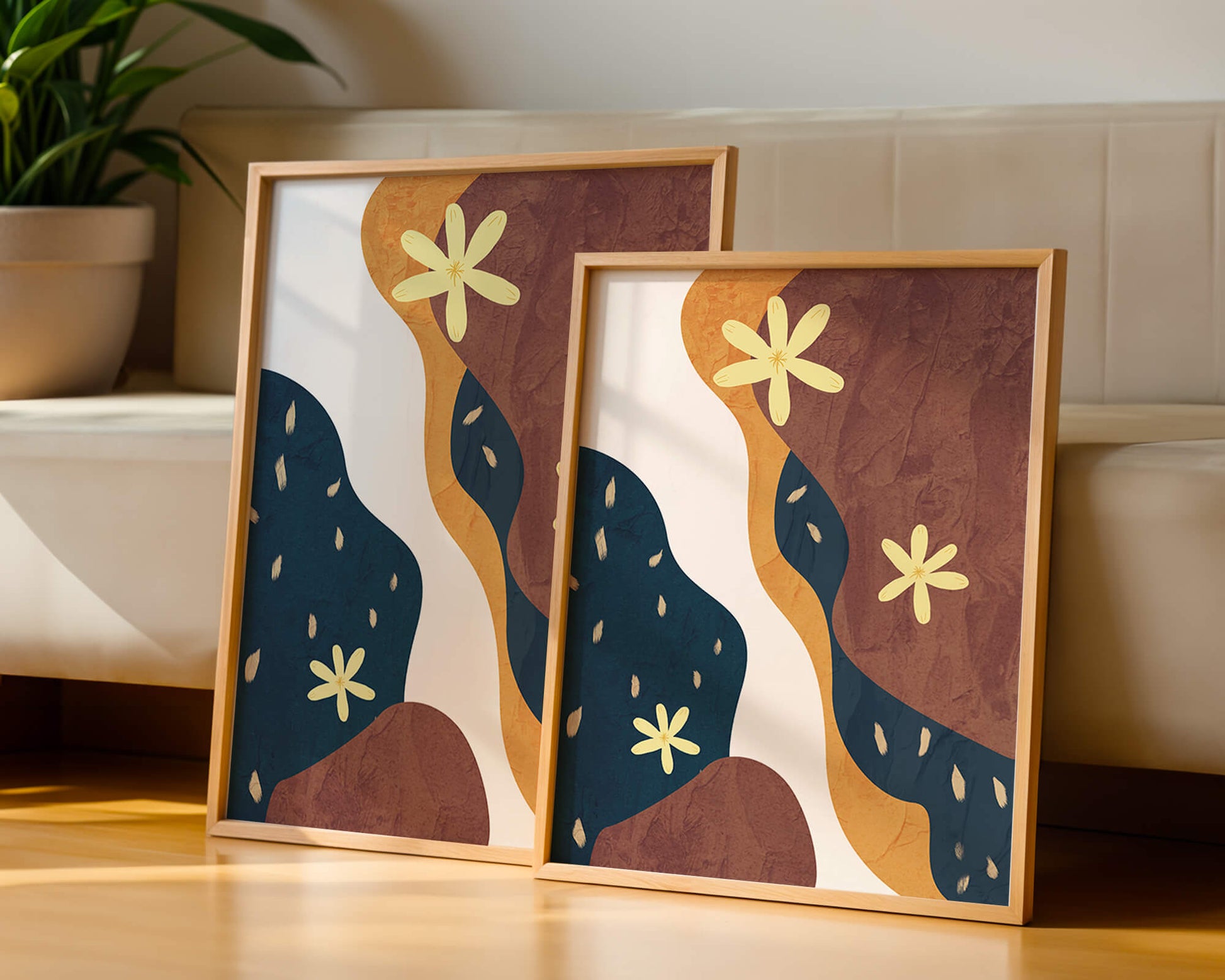 Abstract Floral Composition with Bold Colors and Textures