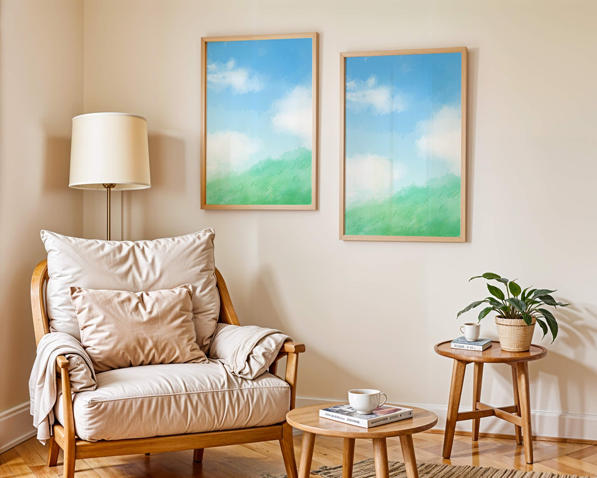 A Serene Landscape of Blue Sky and Green Grass