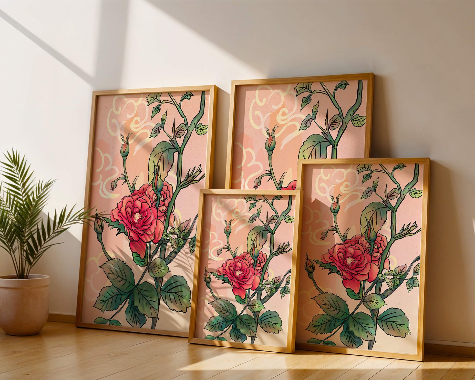 Ilustración Elegante de Rosa con Fondo Pastel Suave