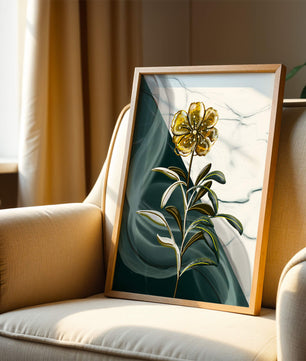 Elegant floral design with gold accents on abstract background