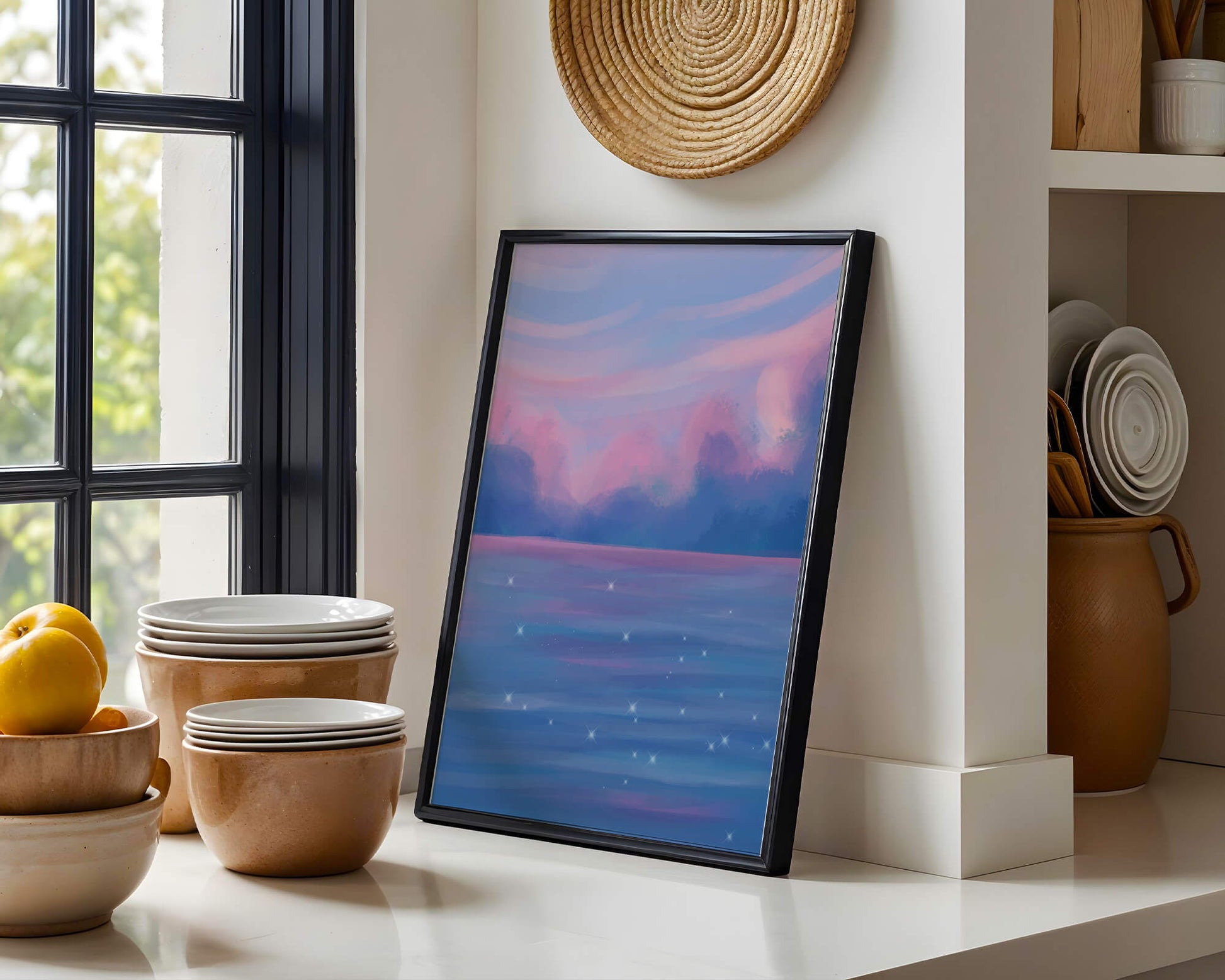 Dreamy Pastel Sky Reflecting on Sparkling Water Landscape