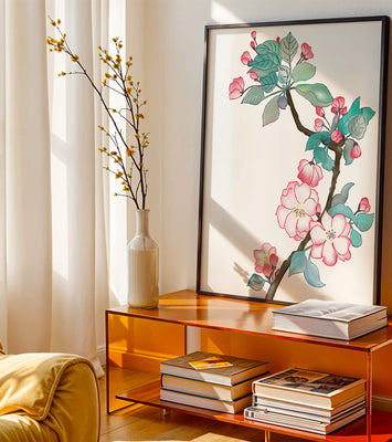 Elegant floral watercolor illustration with cherry blossom