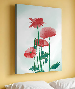Red Poppies in Minimalist Natural Setting