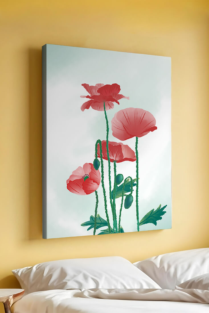 Amapolas rojas en un entorno natural minimalista