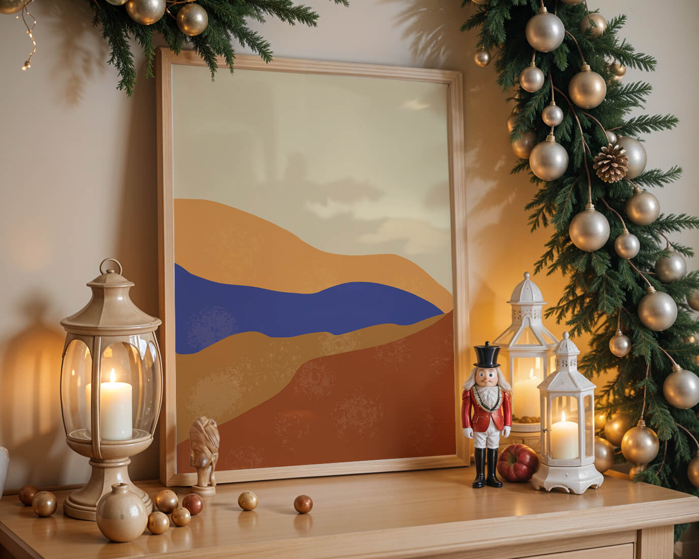 Paisaje abstracto con olas coloridas y bordes audaces