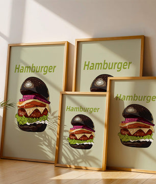 Delicious hamburger illustration with vibrant ingredients