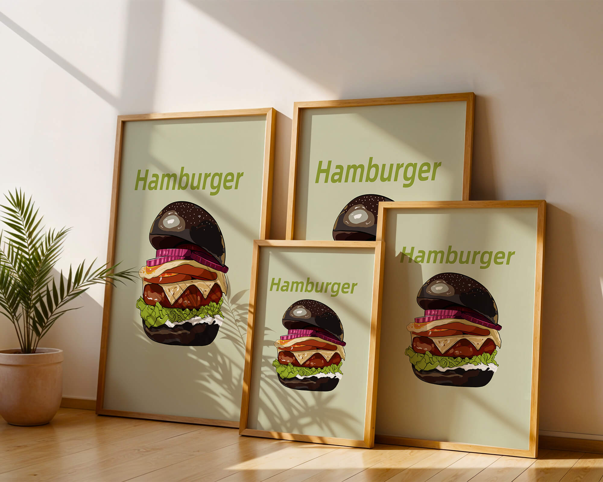 Delicious hamburger illustration with vibrant ingredients