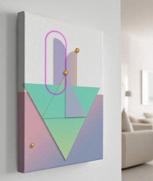 Composition géométrique abstraite avec des couleurs pastel et des éléments dorés