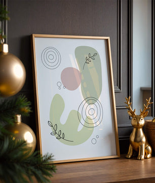 Abstract shapes and leaves in minimalistic design
