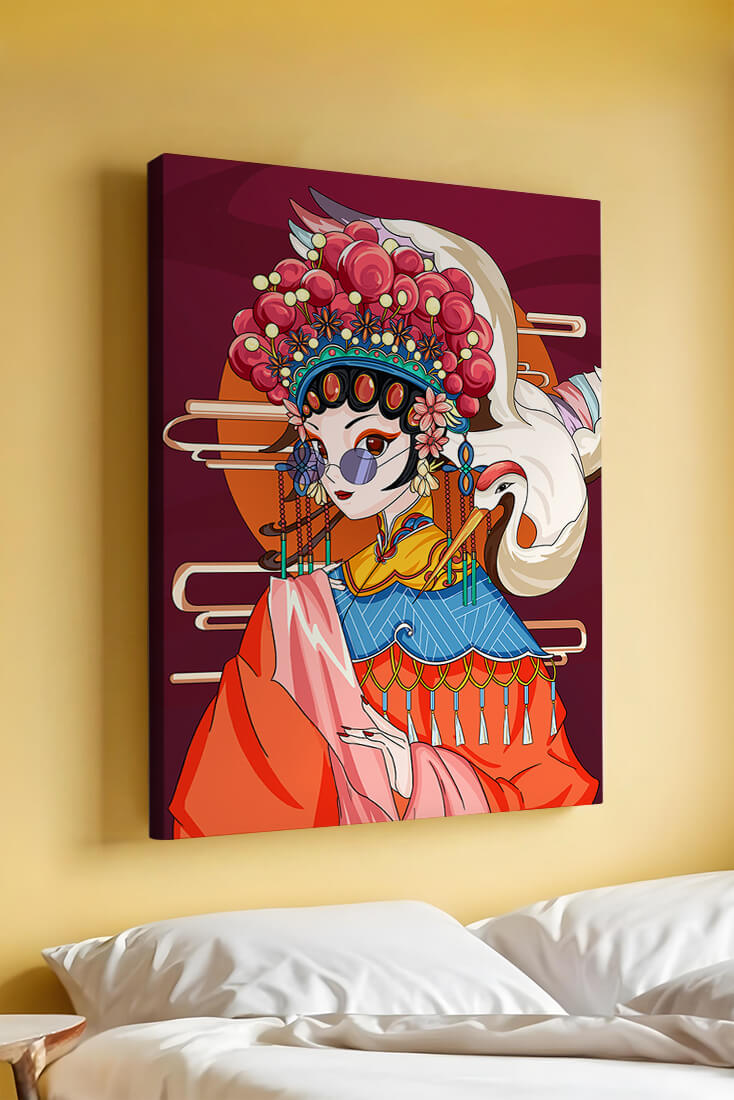 Elegant Chinese opera character illustration with vibrant colors