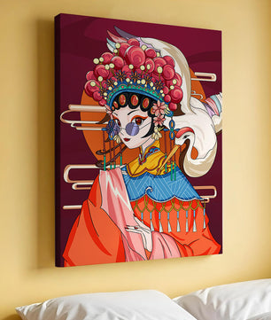 Illustration élégante de personnage d'opéra chinois aux couleurs vives