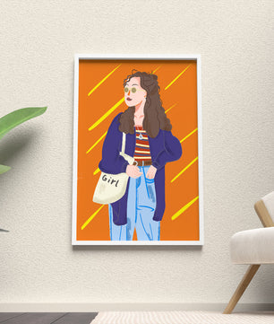 Trendy girl with sunglasses and casual outfit illustration