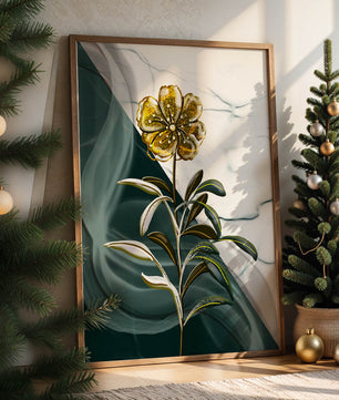 Elegant floral design with gold accents on abstract background