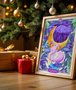 Colorful Capricorn zodiac illustration with fantasy elements