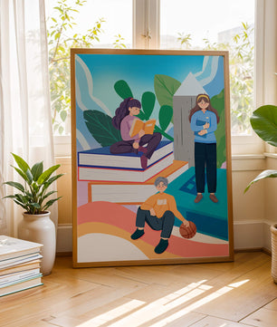 Illustration éducative d’enfants s’adonnant à la lecture de livres