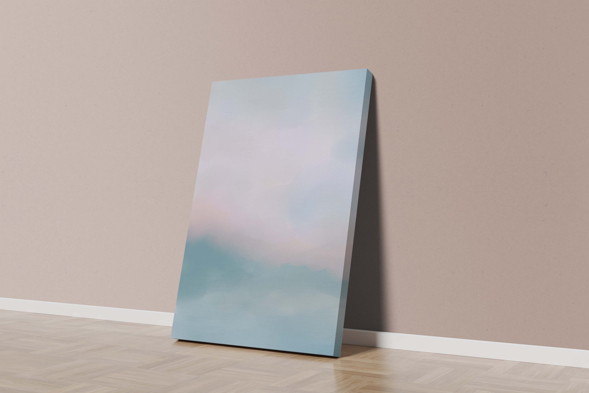 Paisaje de nubes abstracto con tonos suaves de rosa y azul