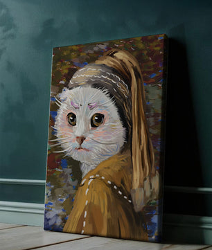 Retrato caprichoso de un gato en estilo clásico con pinceladas detalladas