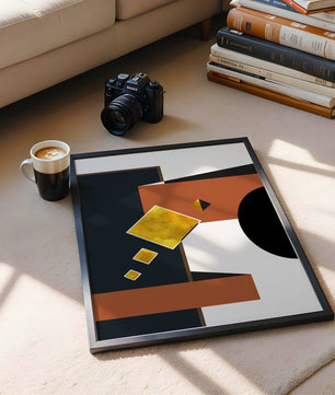 Abstract geometric art with gold accents and bold colors - Mi tienda