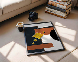 Abstract geometric art with gold accents and bold colors - Mi tienda