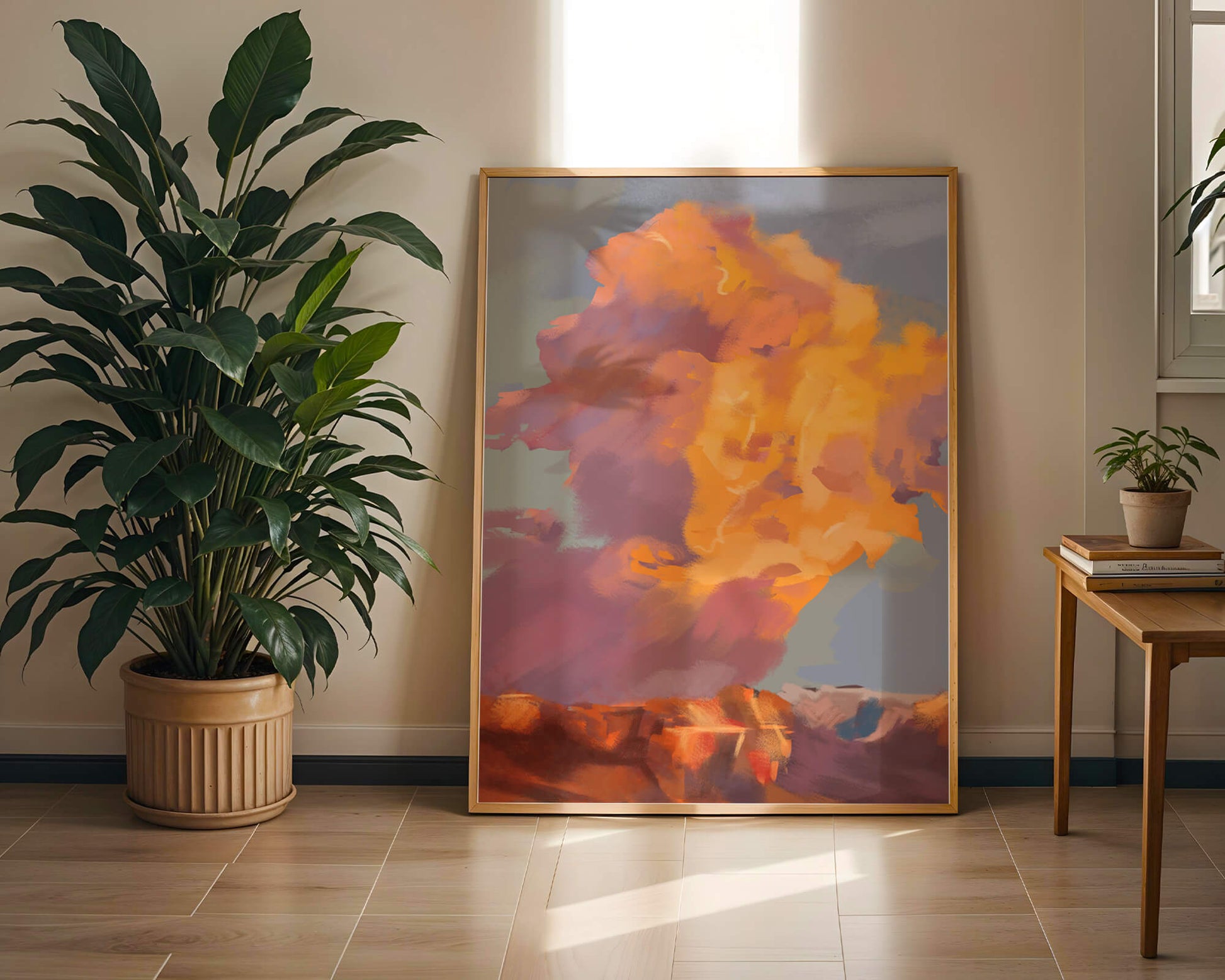 Vibrant sunset with dramatic clouds and rich colors
