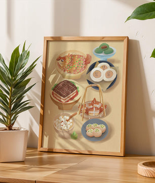 Illustration colorée de la cuisine chinoise avec divers plats