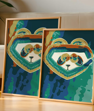 Art abstrait coloré de panda avec des motifs vibrants