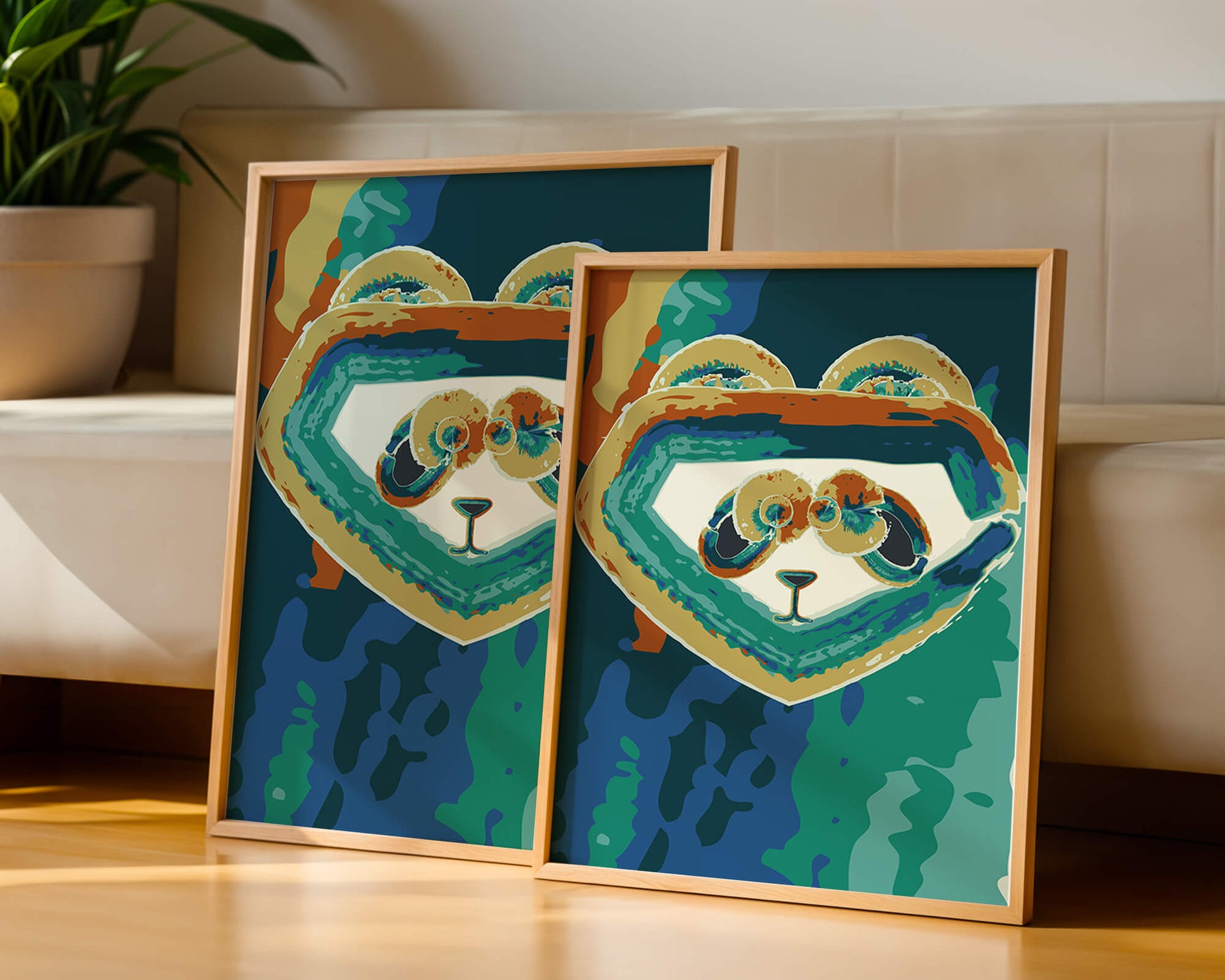 Art abstrait coloré de panda avec des motifs vibrants
