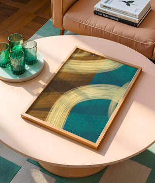 Abstract art with flowing brushstrokes and textured color contrast
