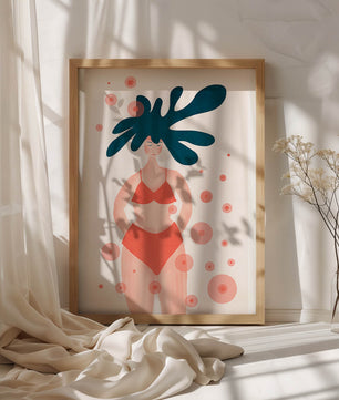 Abstract Illustration of a Woman in Swimwear with Creative Hair Design - Mi tienda