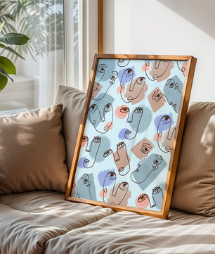 Abstract Face Line Art with Pastel Colors - Mi tienda