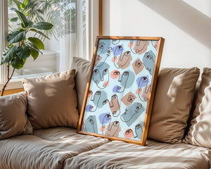 Abstract Face Line Art with Pastel Colors - Mi tienda