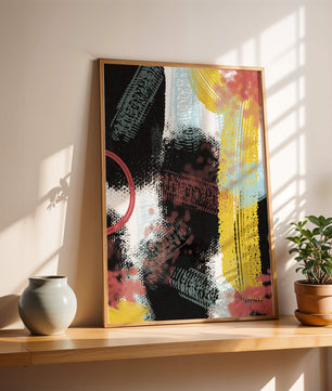 Abstract brush stroke art with vibrant colors on textured background