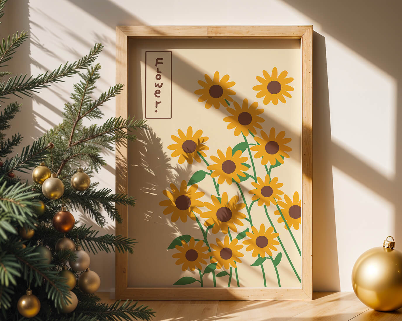 Sunflower illustration on a beige background