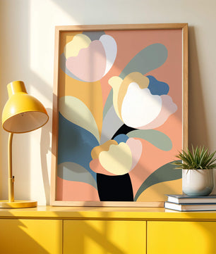 Colorful abstract shapes with soft pastel tones