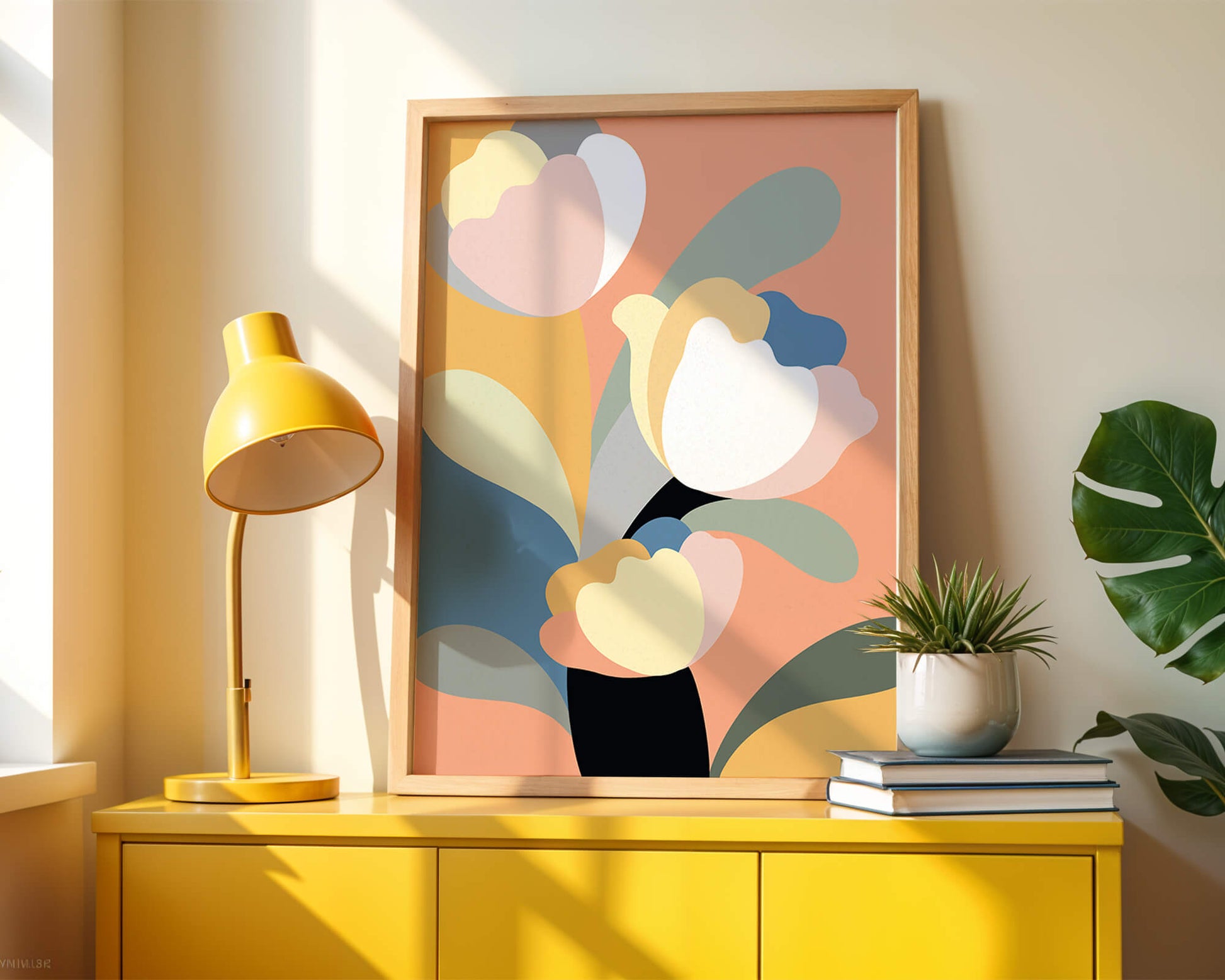 Colorful abstract shapes with soft pastel tones