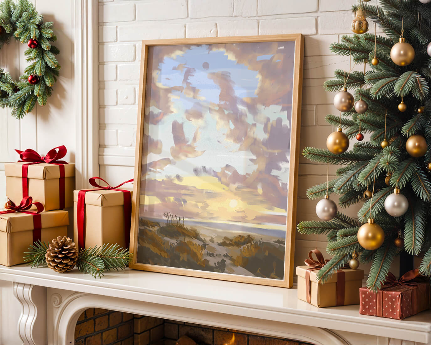 Serene landscape with morning sky and open fields