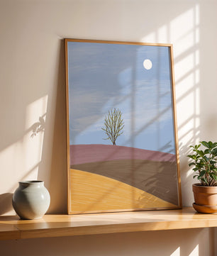 Serene Landscape with Lone Tree and Elegant Horizon