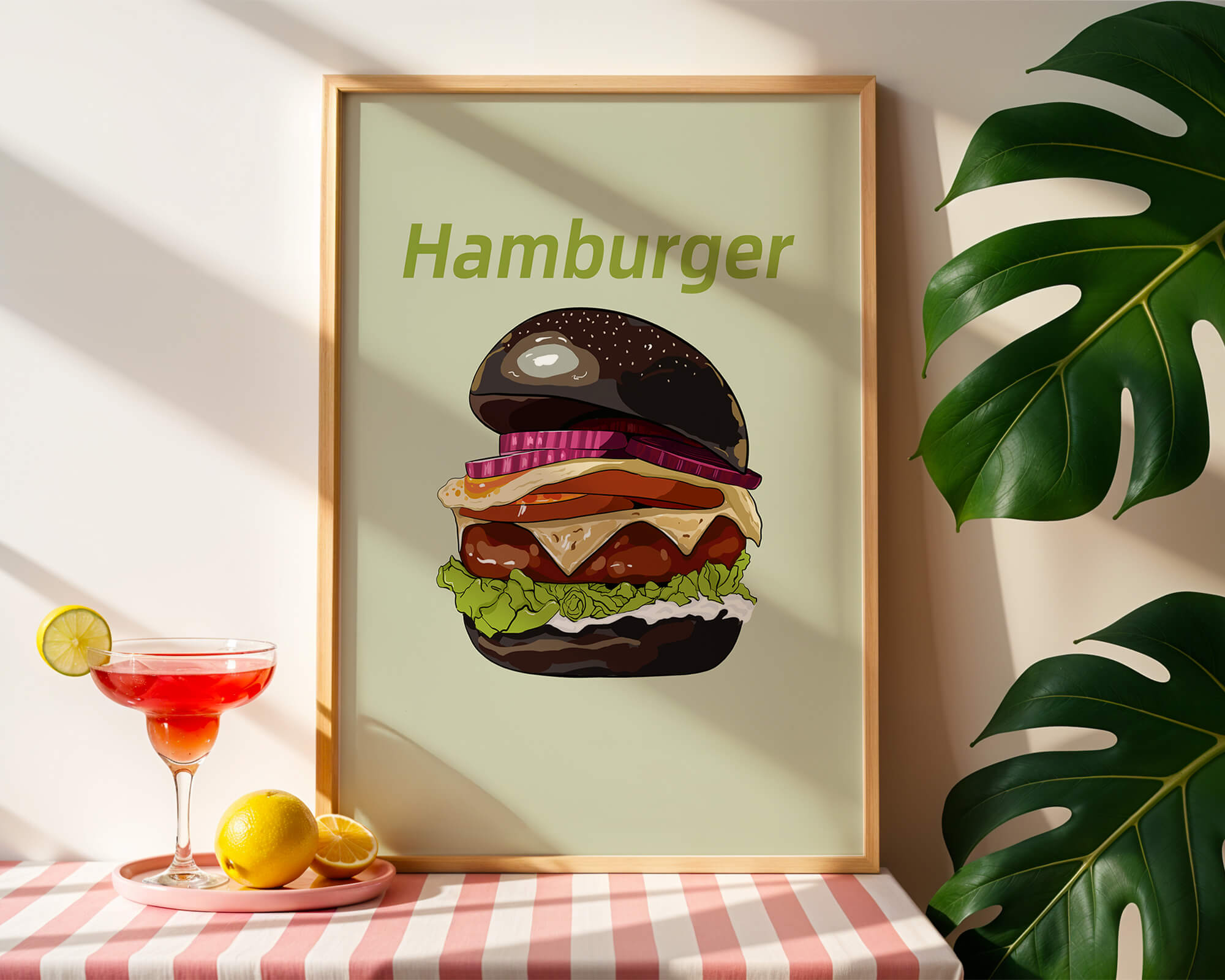 Delicious hamburger illustration with vibrant ingredients