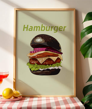 Delicious hamburger illustration with vibrant ingredients